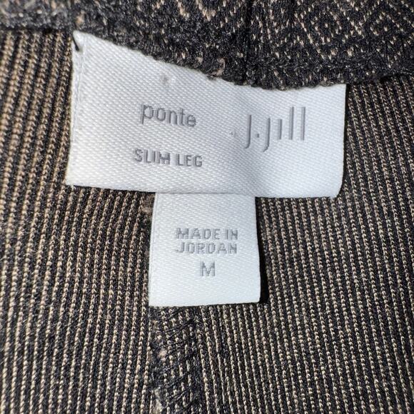 J. Jill Ponte pants slim leg tan & black diamond pattern knit pull on Sz M - Picture 5 of 6